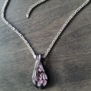VINTAGE necklace with Murano pendant and silver chain